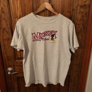 Vintage Mickey Mouse Stitched Gray T-Shirt